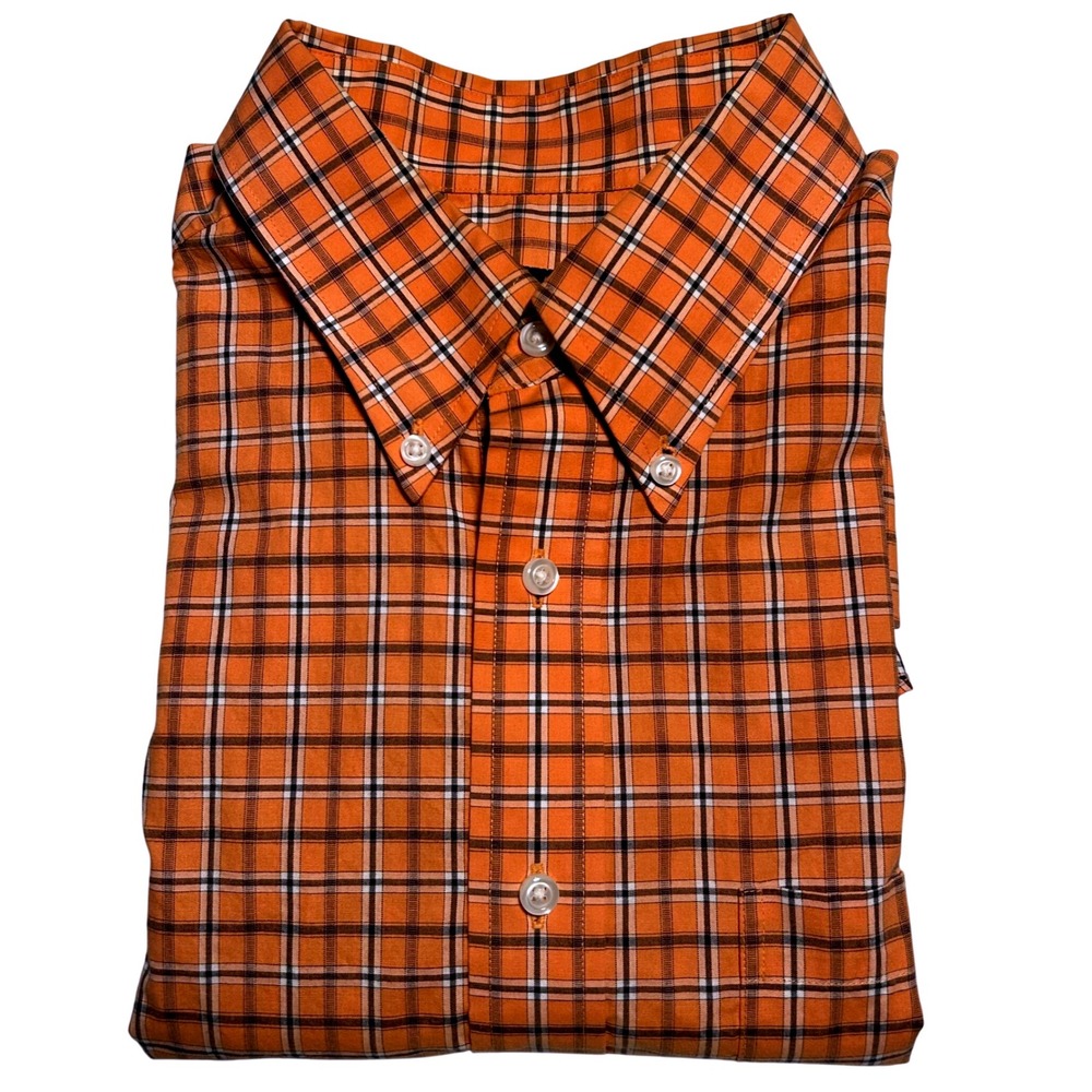 Jos A Bank Executive Collection Men's Shirt Large Orange Plaid Button Down Dress